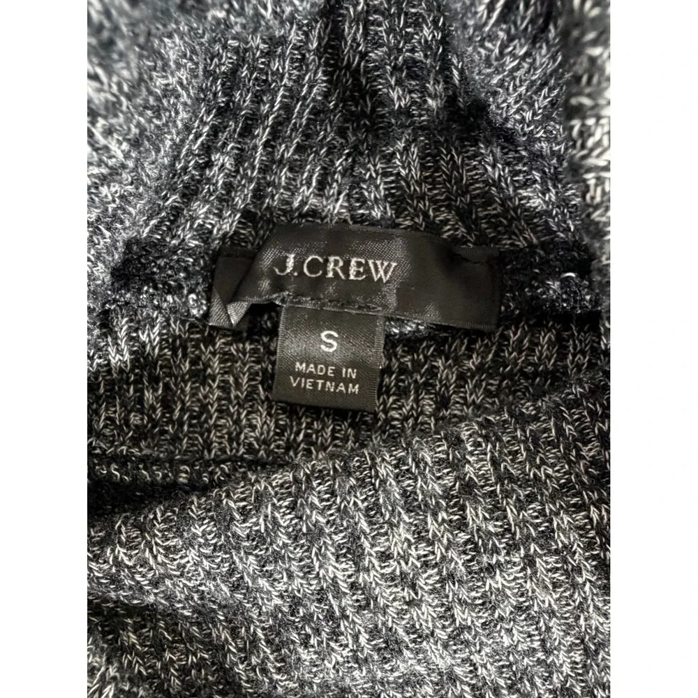 J Crew Funnel Neck‎ Sweater Size Small Gray Speckled Marled Ribbed Knit Stretchy